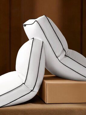 Firm Goose Feather Down Pillow Queen Size Set of 2, Down Surrounded Hotel Collec